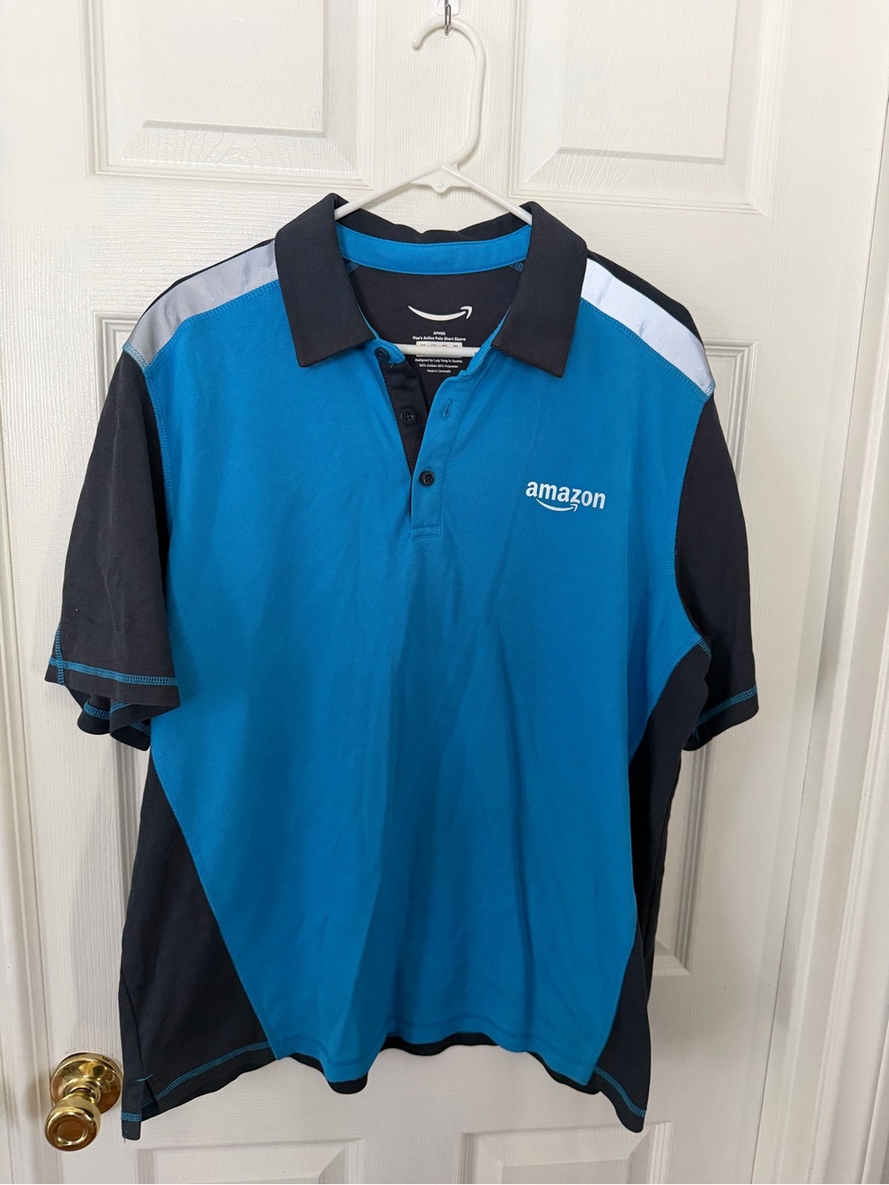 Amazon Employee Uniform Polo Shirt Mens XL Luly Yang High Heat Delivery Blue